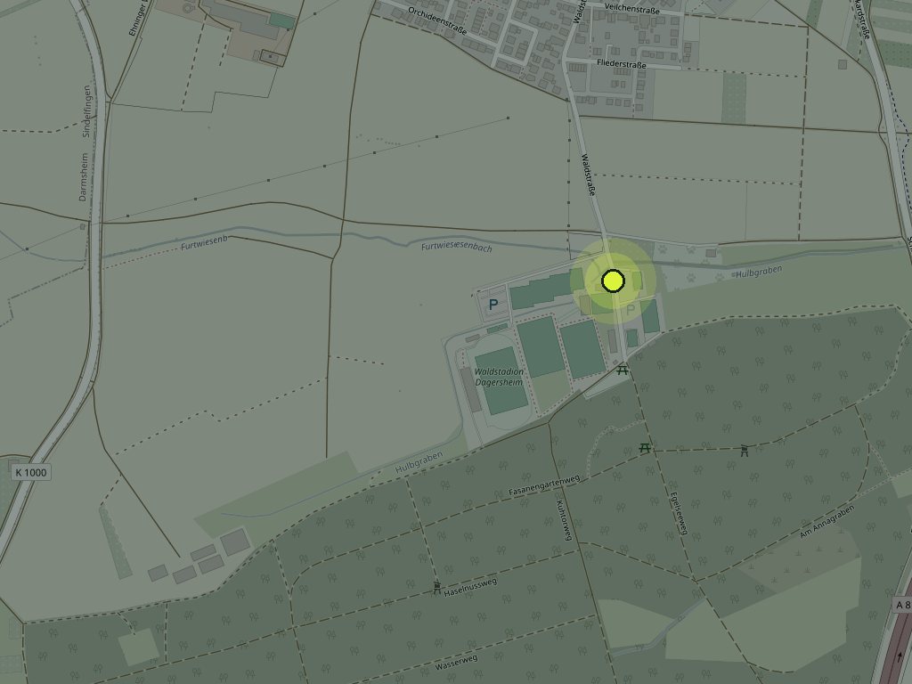 Karte der Umgebung mit der Tennisanlage an der Waldstraße in Böblingen-Dagersheim